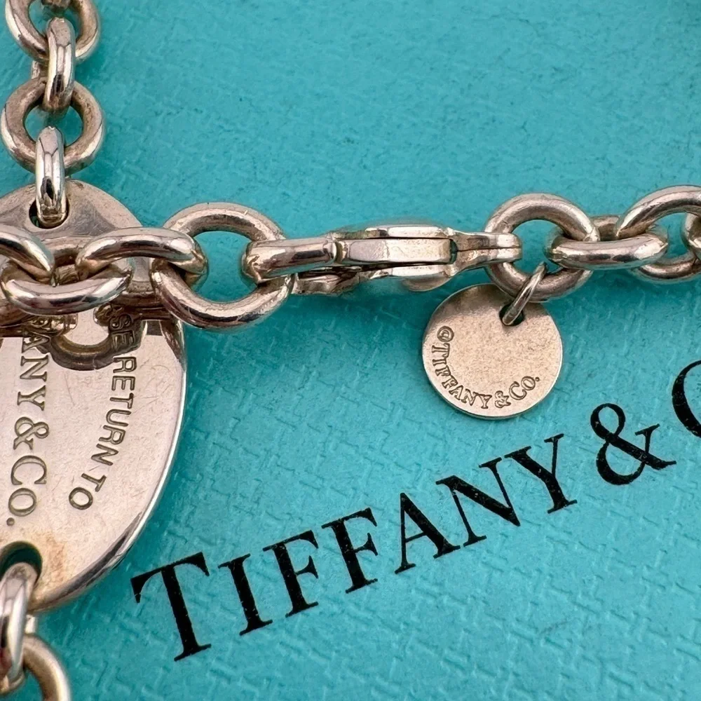 Tiffany & Co. Return to Tiffany Oval Tag Station Necklace Sterling Silver 55in